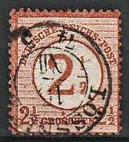 FRIMÆRKER TYSK RIGE: 1874 | AFA 29 | Nyt værdipåtryk - 2½/ 2½ rødbrun - Stemplet